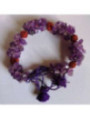 Pulsera chip Mineral Amatista con Rudraksh