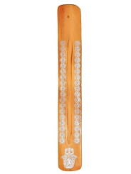Productos pequeñas taras, Soporte de Incienso Naranja de Madera Diseño Mano de Fátima.