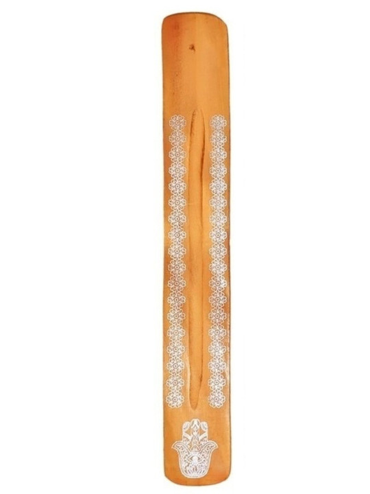 Productos pequeñas taras, Soporte de Incienso Naranja de Madera Diseño Mano de Fátima.