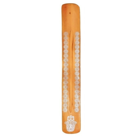 Productos pequeñas taras, Soporte de Incienso Naranja de Madera Diseño Mano de Fátima.