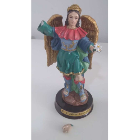 Producto pequeña Tara. Figura resina San Gabriel Arcángel, 12cm. Mano rota