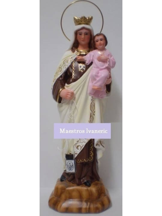 Producto pequeña tara, Imagen Virgen del Carmen, 30cm, pequeño golpe en el Manto.
