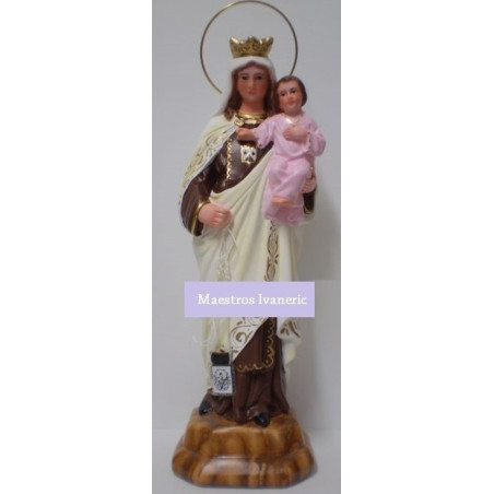 Producto pequeña tara, Imagen Virgen del Carmen, 30cm, pequeño golpe en el Manto.