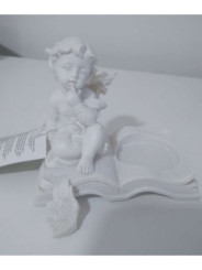 Producto pequeña Tara. Portavelas Querubín Blanco Sentado en Libro.. 8 cmx 9,5 cm ancho. Ala rota