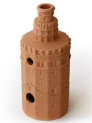 Producto con pequeña tara, Incensario Artesanal Torre de Oro 16cm, mal acabado