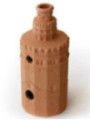 Producto con pequeña tara, Incensario Artesanal Torre de Oro 16cm, mal acabado
