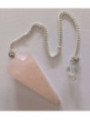 Producto pequeña tara. Péndulo Mineral Faceteado Cuarzo Rosa de 3 a 4 cm. mal acabado.