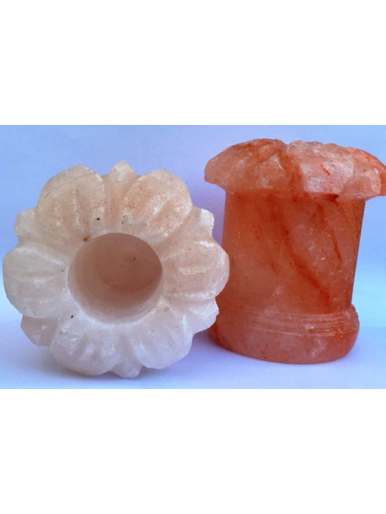 Producto con pequeña tara. Porta Vela Natural de Sal del Himalaya. Girasol.