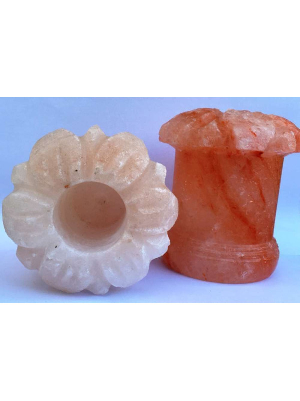 Producto con pequeña tara. Porta Vela Natural de Sal del Himalaya. Girasol.