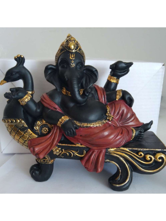 Producto pequeña Tara Figura Ganesh, en Banco de Pavo Real - 15cm x 18 cm