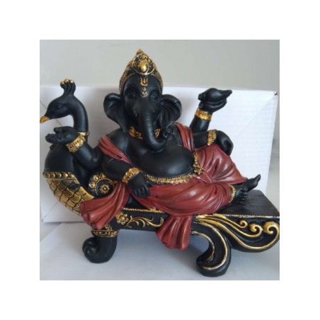 Producto pequeña Tara Figura Ganesh, en Banco de Pavo Real - 15cm x 18 cm