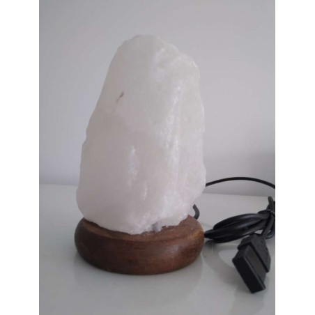 Outlet Lampara Natural de Sal del Himalaya Blanca Usb, 14 cm, 600 a 900 gr