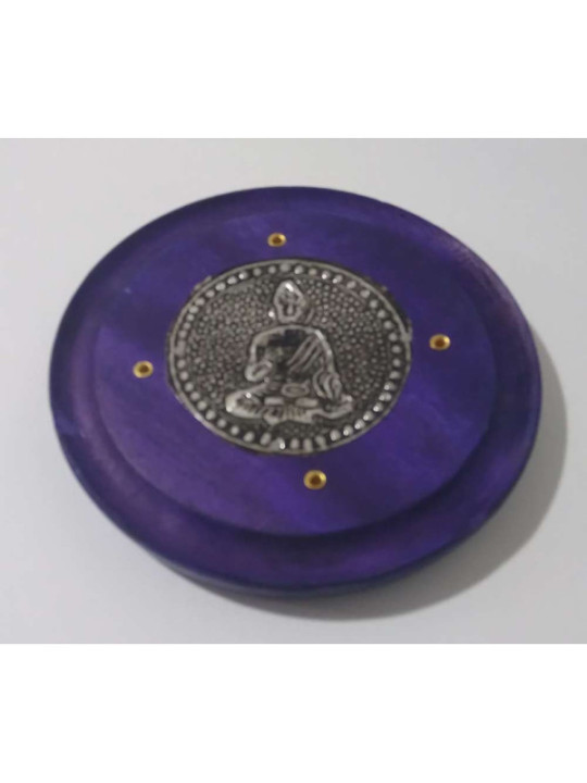 Outlet Quemador de Incienso Morado Redondo de Madera de Mango, Buda