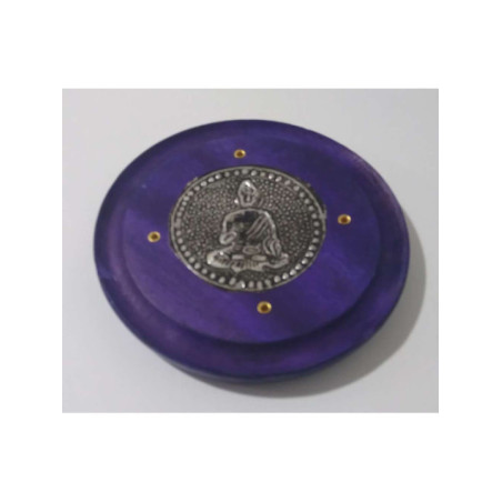 Outlet Quemador de Incienso Morado Redondo de Madera de Mango, Buda