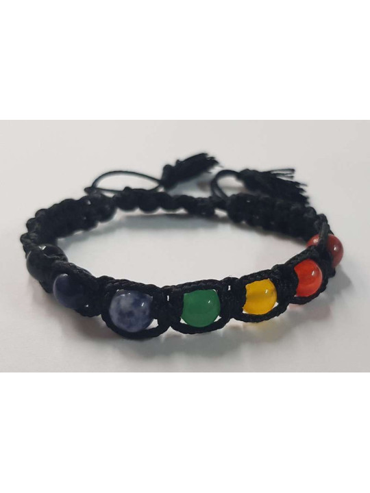 Pulsera Negra con Minerales de los 7 Chakras