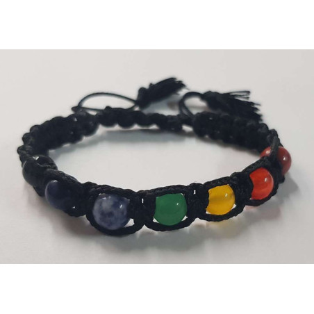 Pulsera Negra con Minerales de los 7 Chakras