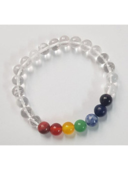 Pulsera Mineral Elástica Cuarzo Cristal 7 Chakras