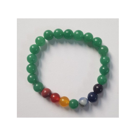 Pulsera Elástica Cuarzo Verde 7 Chakas