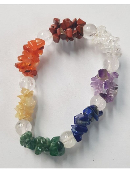 Pulsera chip 7 Chakras con Bola Cuarzo Cristal