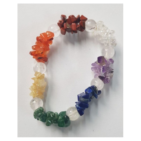 Pulsera chip 7 Chakras con Bola Cuarzo Cristal