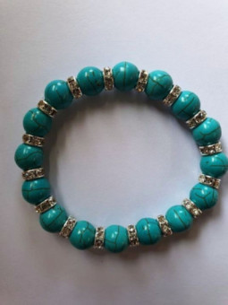 Pulsera Mineral Howlite Turquesa