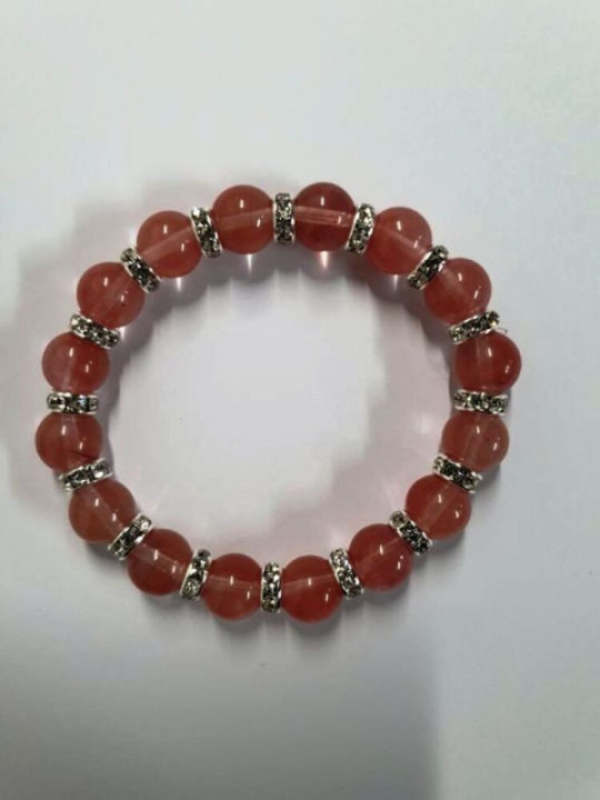 Pulsera Mineral Cuarzo Rosa