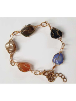 Pulsera Color Cobre con 5 chips Mineral