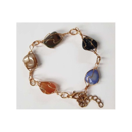 Pulsera Color Cobre con 5 chips Mineral