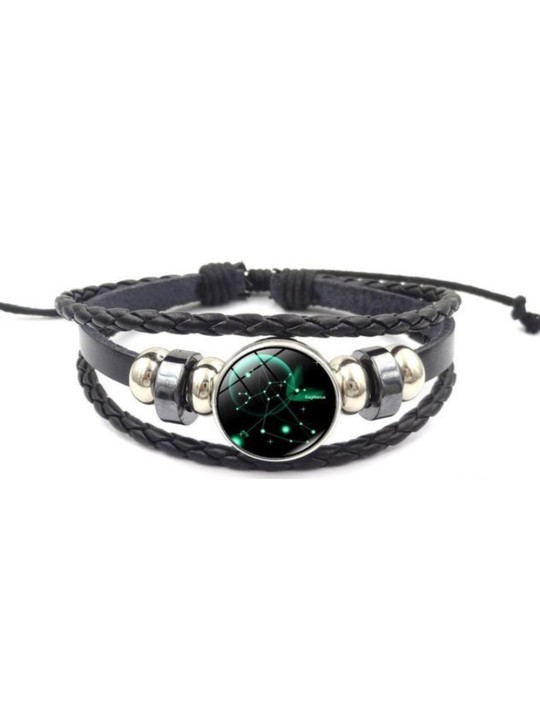 Pulsera Luminosa de Cuero Ajustable de la Constelación Sagitario