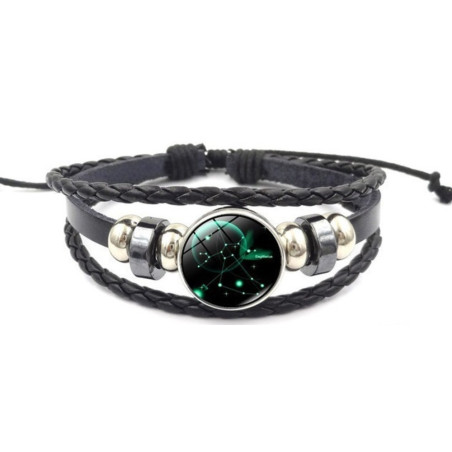 Pulsera Luminosa de Cuero Ajustable de la Constelación Sagitario