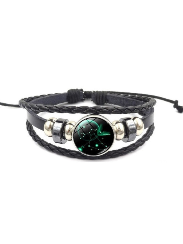 Pulsera Luminosa de Cuero Ajustable de la Constelación Sagitario