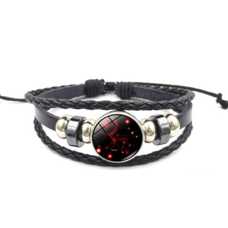 Pulsera Luminosa de Cuero Ajustable de la Constelación Cáncer