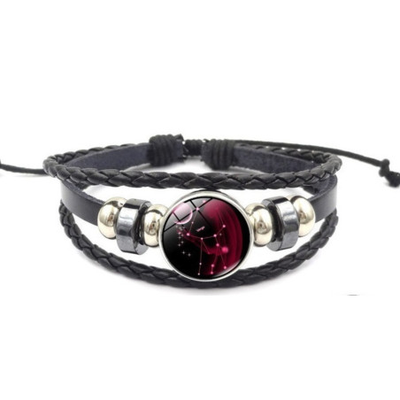 Pulsera Luminosa de Cuero Ajustable de la Constelación Virgo