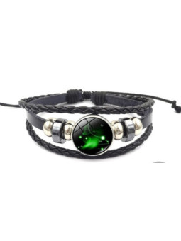 Pulsera Luminosa de Cuero Ajustable de la Constelación Aries