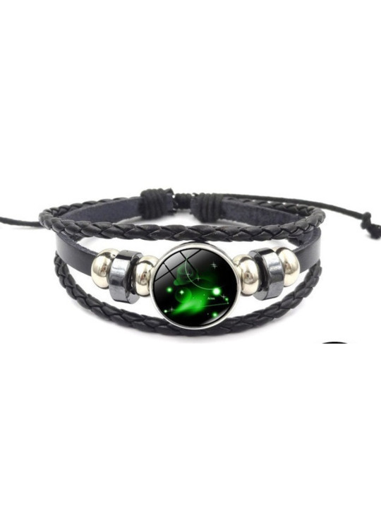 Pulsera Luminosa de Cuero Ajustable de la Constelación Aries