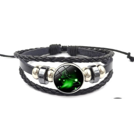 Pulsera Luminosa de Cuero Ajustable de la Constelación Aries