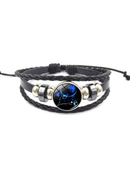 Pulsera Luminosa de Cuero Ajustable de la Constelación Piscis