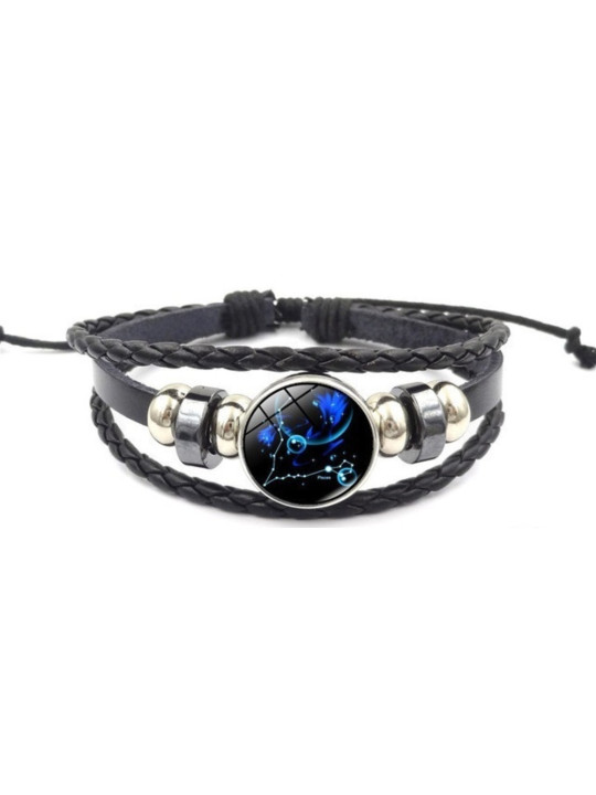 Pulsera Luminosa de Cuero Ajustable de la Constelación Piscis