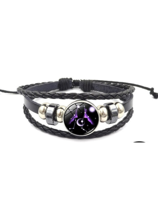 Pulsera Luminosa de Cuero Ajustable de la Constelación Géminis