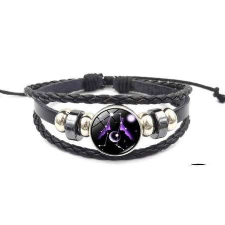Pulsera Luminosa de Cuero Ajustable de la Constelación Géminis