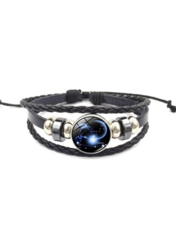 Pulsera Luminosa de Cuero Ajustable de la Constelación Capricornio