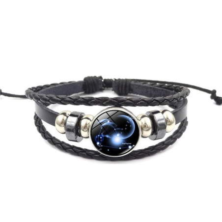 Pulsera Luminosa de Cuero Ajustable de la Constelación Capricornio