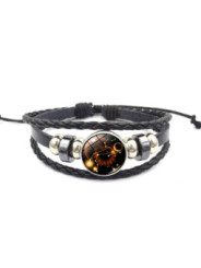 Pulsera Luminosa de Cuero Ajustable de la Constelación Leo
