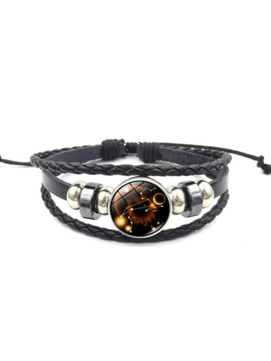 Pulsera Luminosa de Cuero Ajustable de la Constelación Leo