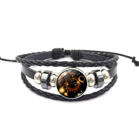Pulsera Luminosa de Cuero Ajustable de la Constelación Leo