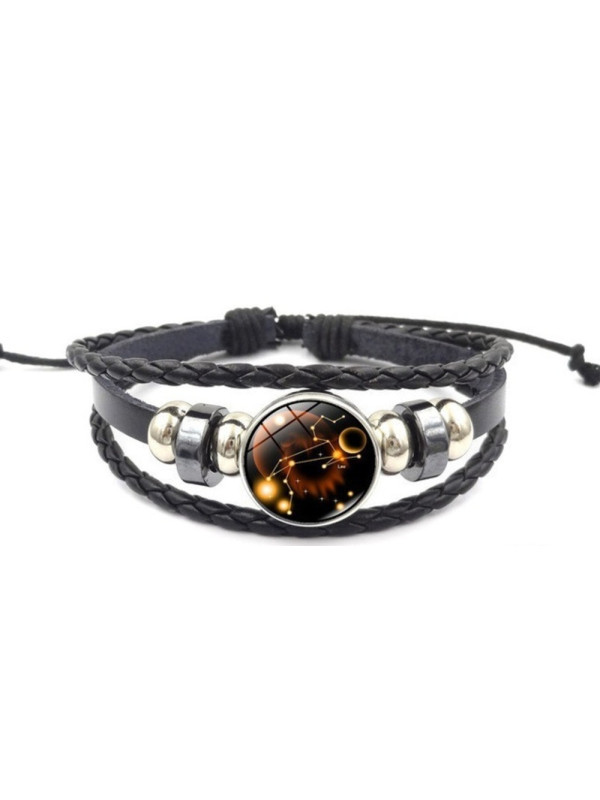 Pulsera Luminosa de Cuero Ajustable de la Constelación Leo