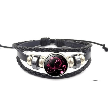 Pulsera Luminosa de Cuero Ajustable de la Constelación Escorpio