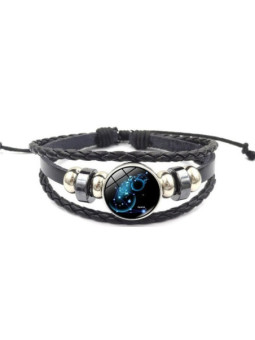 Pulsera Luminosa de Cuero Ajustable de la Constelación Acuario