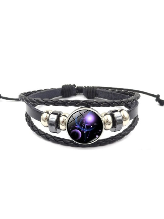 Pulsera Luminosa de Cuero Ajustable de la Constelación Libra