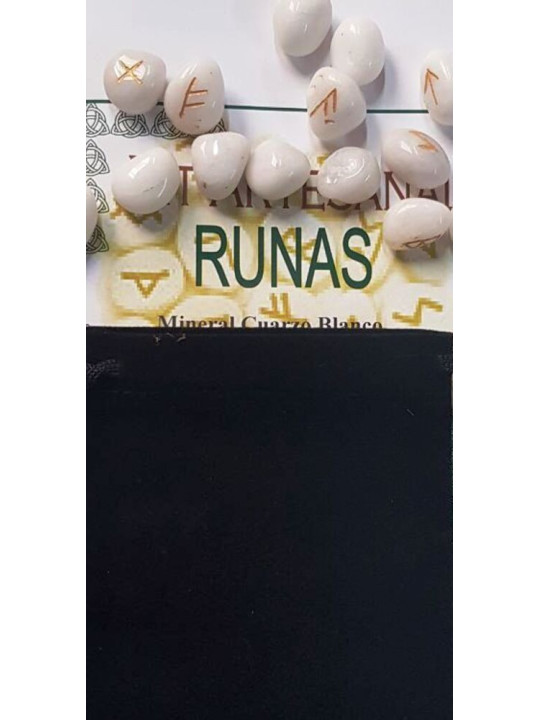 Runas de Cuarzo Blanco, Bolsa Antelina y Libro de Instrucciones